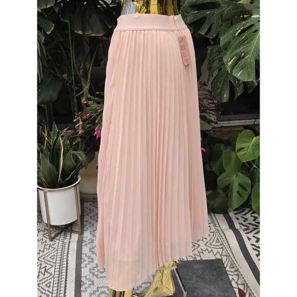 Quince Women’s Pleated Midi Skirt Blush Pink Size Small Elastic Waist NWT - Picture 2 of 5